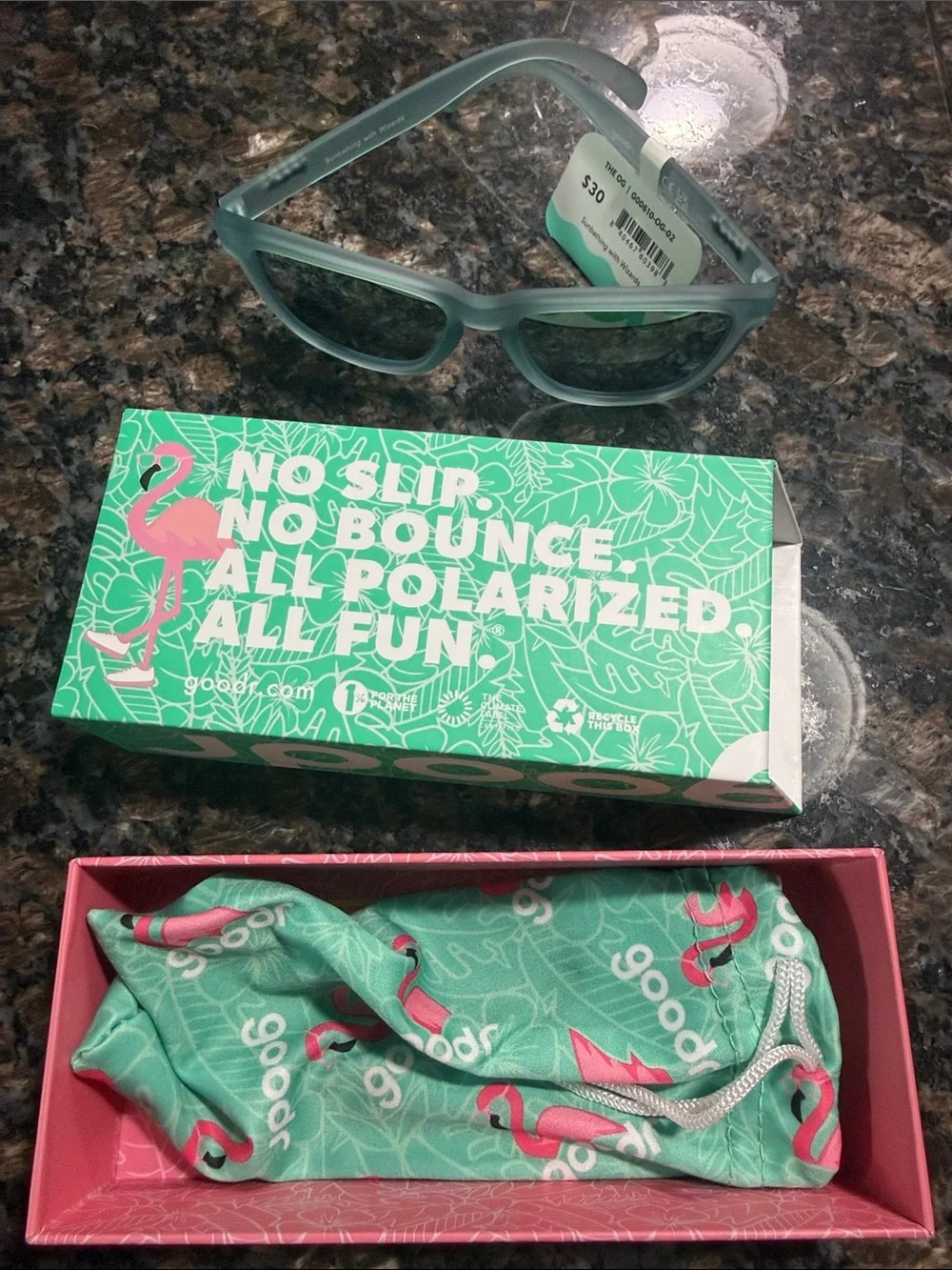 Goodr Unisex Polarized Sunglasses - Seafoam Green Frame with Gold Mirrors